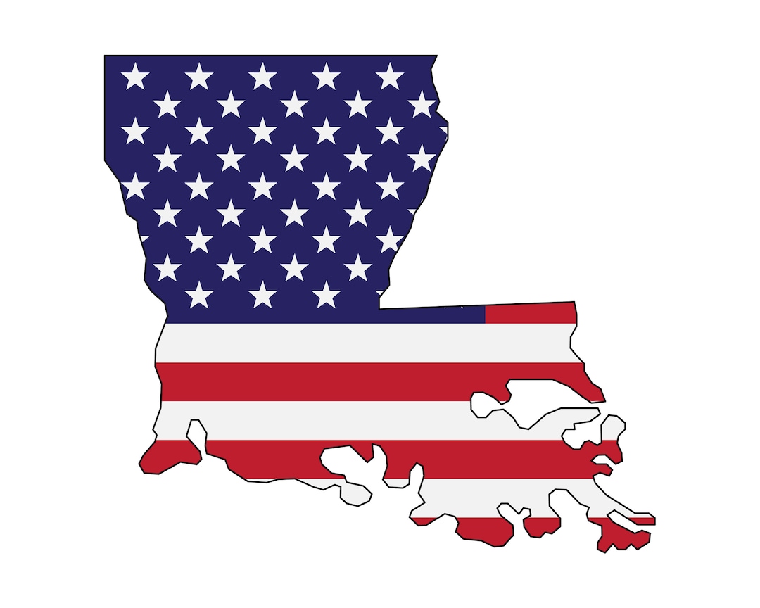 Louisiana Flag Map SVG, PNG American Flag Svg, Louisiana Outline Svg