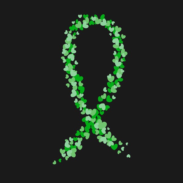 Green Ribbon SVG, PNG - Liver Cancer, Lymphoma, Gall Bladder, cut file Cricut, Silhouette, Cameo