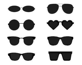 Sunglasses SVG Bundle, PNG - Glasses Svg, Aviator Sunglasses, Heart Sunglasses, Glasses Clipart, Sunglasses Cut Files for Cricut, Silhouette