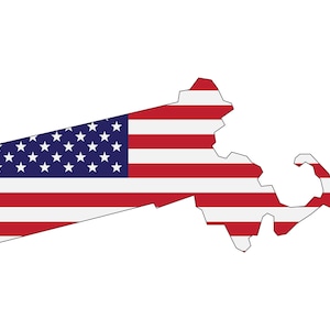 Massachusetts Flag Map SVG, PNG - American Flag Svg, Massachusetts Outline Svg, Massachusetts Silhouette - Cut file for Cricut, Silhouette