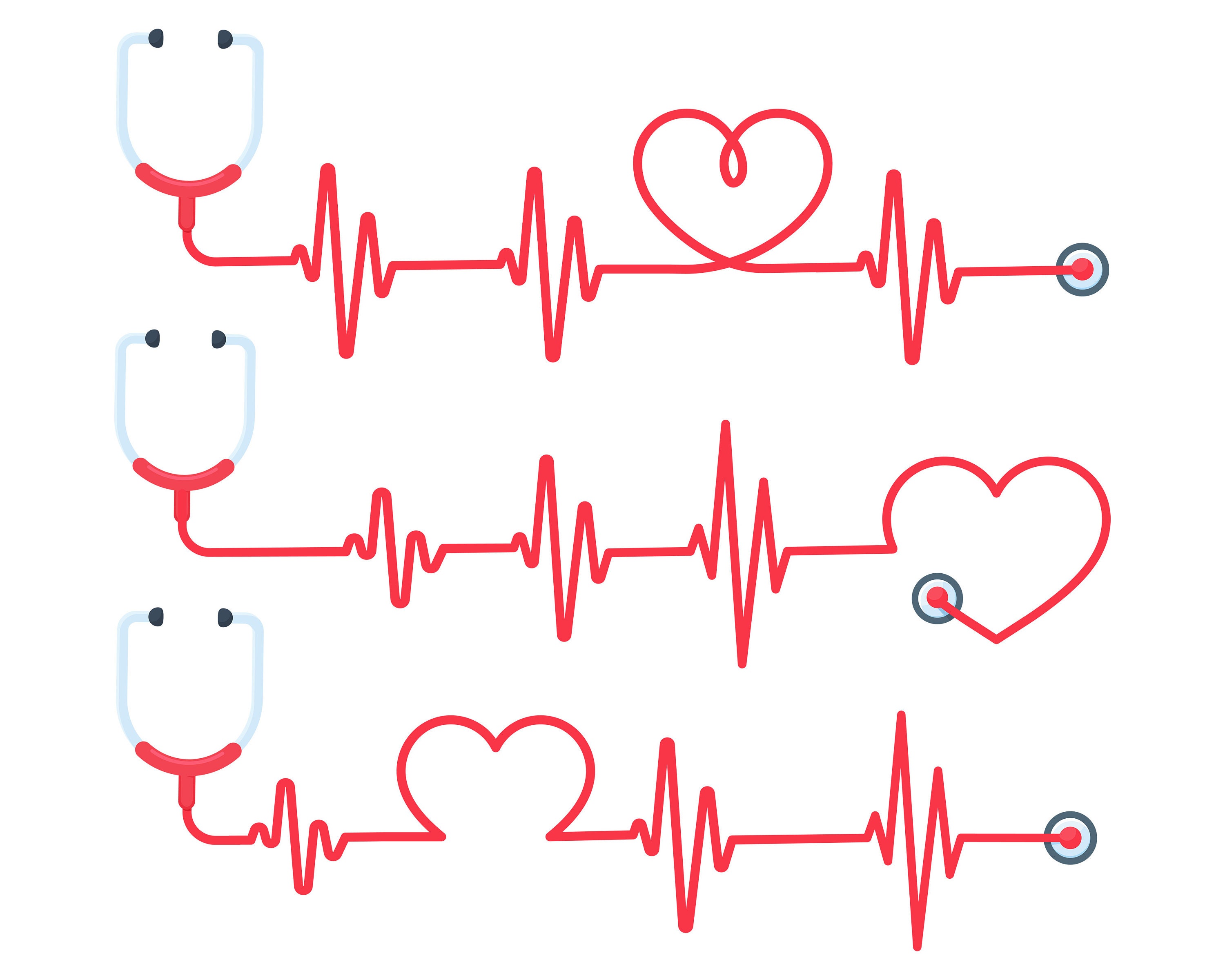 Heart Stethoscope SVG Bundle Stethoscope Nurse Life SVG Etsy