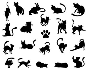 Cute Cat SVG Bundel, Paw Svg, Katten Svg, Kitten Svg, Cartoon Cat Svg, Kitty Svg, gesneden bestanden voor Cricut, Silhouette, Cameo, Clipart