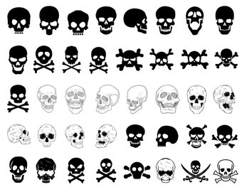 Skull SVG Bundle, PNG, Skulls Svg, Skull cut file for Cricut, Silhouette, Cameo, Skull Clipart, Skull Vector, Halloween Svg, Skeleton Svg