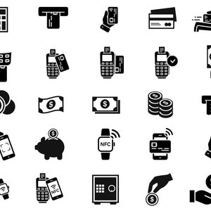 Geld SVG, PNG - Pos Svg, Card Svg, Payment Svg, Nfc Svg, Dollar Bill Svg, Coins Svg, Coin Svg - Cut bestanden voor Cricut, Silhouet
