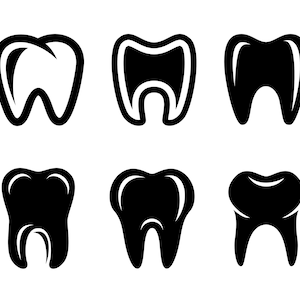 Tooth SVG Bundle, PNG, Teeth Svg, Dentist Svg, Fichier de coupe de dents pour Cricut, Silhouette, Cameo, Clipart