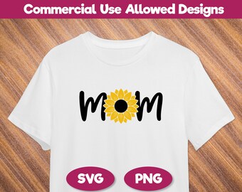 Moeder Zonnebloem SVG, PNG - Mother's Day Svg, Mom Gift, Zonnebloem Svg, Cut bestanden voor Cricut, Silhouette - Flower Svg - Afdrukbaar