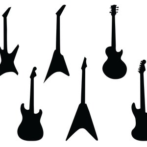 Elektrische gitaar SVG Bundel, Elektrische Gitaar Silhouet Svg, Png, Muziekinstrument Svg, Elektrische gitaar Clipart, Cricut, Silhouet, Cameo