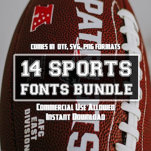 14 Sports Fonts Bundle SVG, PNG, OTF - Distressed Varsity, Sports Font, Varsity Font, Soccer Font, Football Font, Font for Cricut, Canva