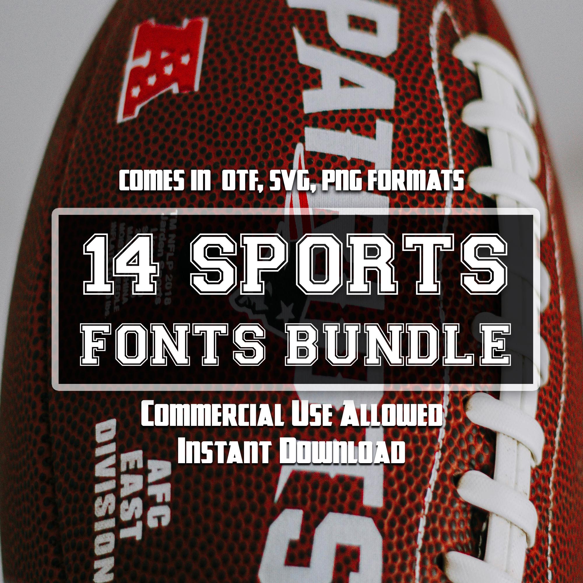 14 Sports Fonts Bundle SVG, PNG, OTF - Distressed Varsity, Sports Font, Varsity Font, Soccer Font, Football Font, Font for Cricut, Canva