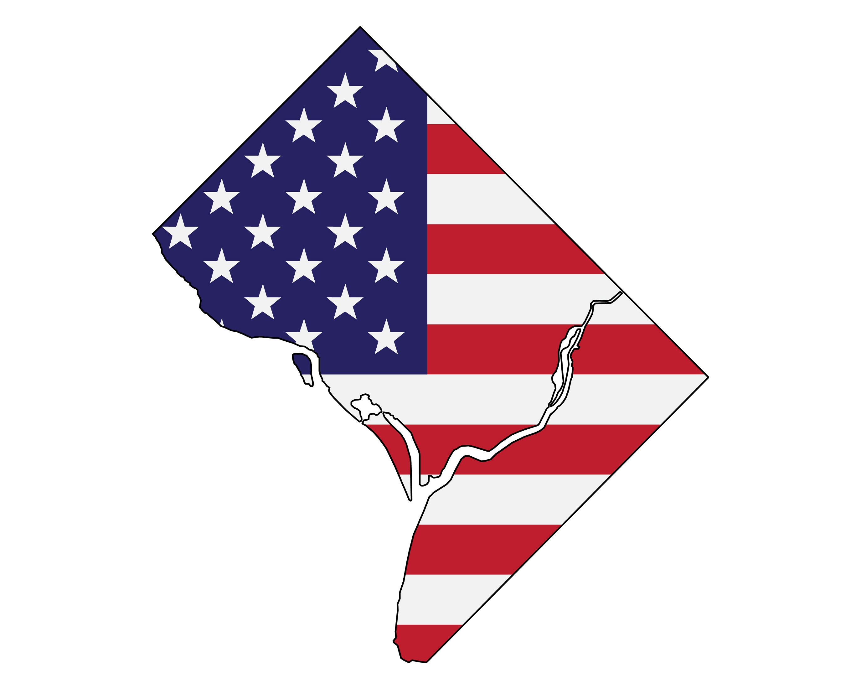 Washington Dc Flag Map SVG, PNG - American Flag, Washington Dc Outline ...