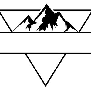 Berg Monogramm SVG, PNG - Dreieck Rahmen SVG, Split Name Rahmen SVG, Outdoors SVG, Berge SVG, geschnittene Dateien für Cricut & Silhouette