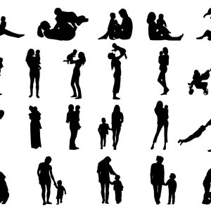 Mom Baby SVG Bundle, PNG, Mom and Baby Silhouette Svg, cut files for Cricut, Cameo, Silhouette