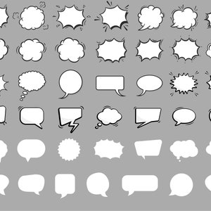 Spraakballon SVG Bundel, PNG, Cartoon Bubble Svg, Dialog Bubble Svg, Gedachte Bubble Svg, Tekst Bubbles Frame Svg, Cricut, Silhouet