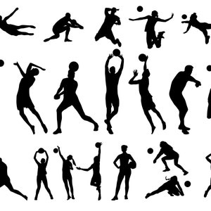 Volleybal SVG Bundel, Volleybal Silhouet SVG, PNG, geknipte bestanden voor Cricut, Cameo, Volleyball Speler Silhouetten, Volleybal Clipart