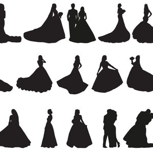 Bride SVG Bundle, Bride Silhouette SVG, PNG, Wedding Party Svg, Cake Topper Svg, cut files for Cricut, Silhouette, Cameo - Instant Download