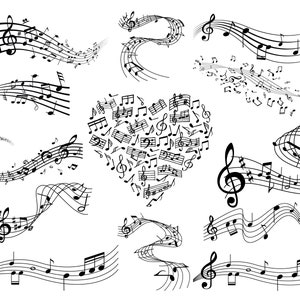Notas musicales SVG, PNG Bundle, Notes Svg, Musical Notes Clipart, archivos de corte para Cricut, Silhouette, Cameo, Musician Svg