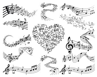 Musiknoten SVG, PNG Bundle, Noten Svg, Noten Clipart, Plotterdatei für Cricut, Silhouette, Cameo, Musiker Svg