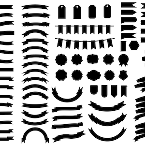 Banner SVG Bundle, Ribbon SVG, Bunting Banner Svg, Png, cut files for Cricut, Silhouette, Cameo, Banner Clipart