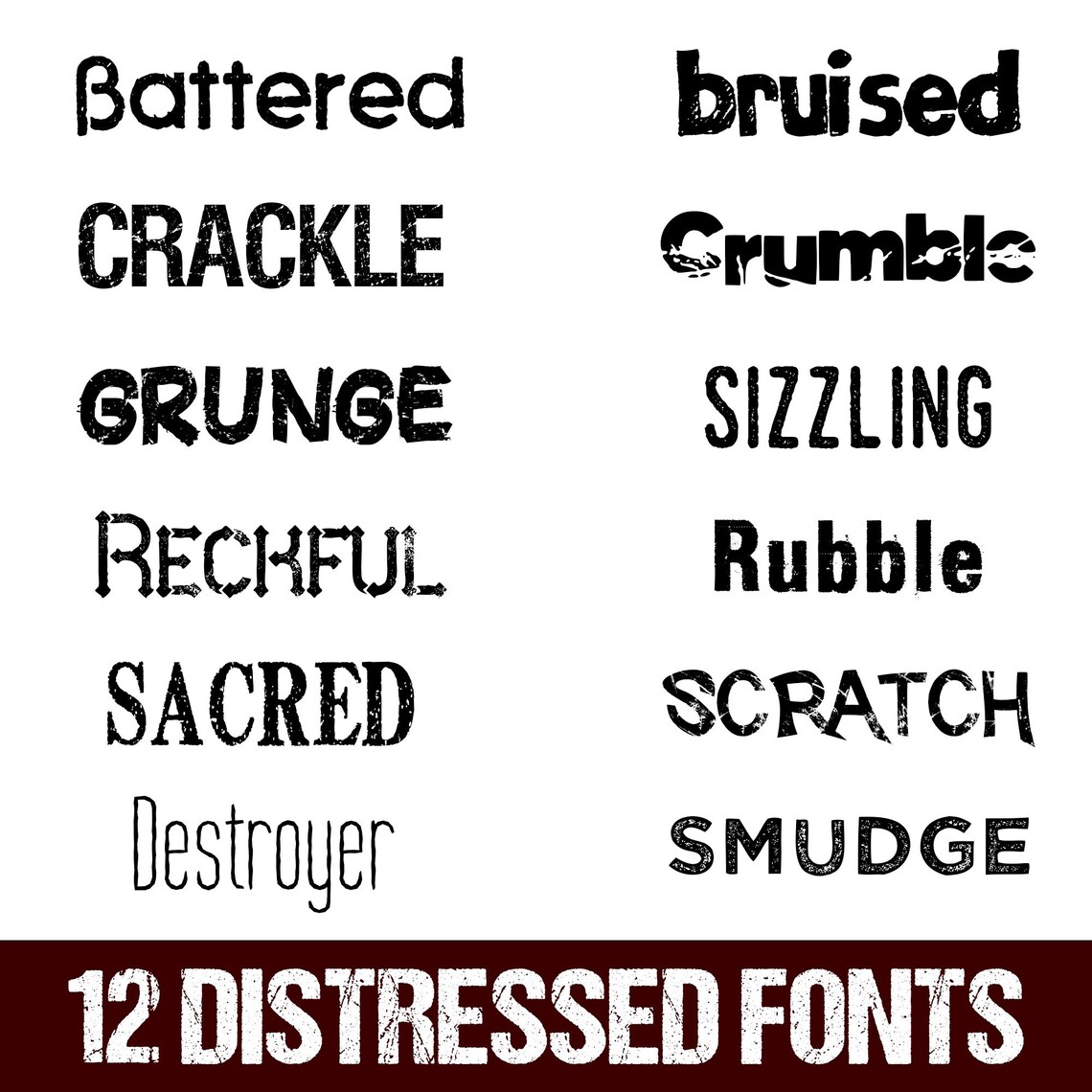 12 Distressed Fonts SVG, PNG, TTF, Letters and Numbers, Alphabet Svg ...