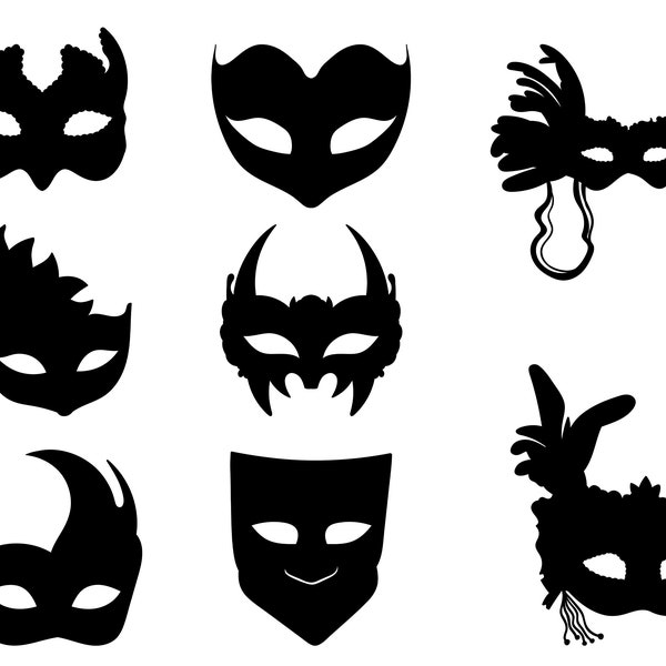 Mask SVG Bundle, PNG - Carnival Mask Svg, Mardi Gras Svg, Mask Silhouette, Mask Clipart - Cut files for Cricut