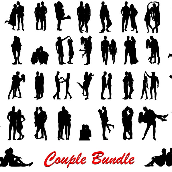 Couple Silhouette SVG, PNG, Lovers SVG, Clipart, cut files Cricut, Silhouette, Vector - Instant Download