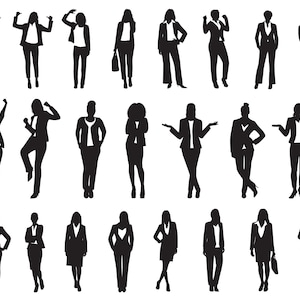 Business Woman Silhouette SVG, PNG, Lady Silhouette, Girl, Woman Silhouette, archivos cortados para Cricut, Silhouette, Cameo - Descarga instantánea