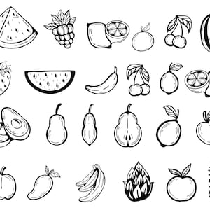 Fruit SVG Bundle, PNG, Fruits Svg, Watermelon Svg, Peach Svg, Pear Svg, Pineapple Svg, Banana Svg, Lemon Svg, cut files Cricut, Silhouette