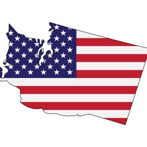 Washington Flag Map SVG, PNG - American Flag, Washington Outline Svg, Washington Silhouette - Cut-bestand voor Cricut, Silhouette