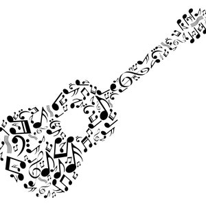 Guitar Shape SVG, PNG, Akoestische gitaar SVG, Muziekinstrument Svg, Gitaar notes, Gitaar Clipart, cut bestanden voor Cricut, Silhouette, Cameo