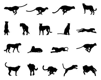 Cheetah SVG Bundle, PNG, Cheetah Silhouette, cut files for Cricut, Silhoutte, Cameo, Cheetah Clipart, Wildlife Svg, Vector