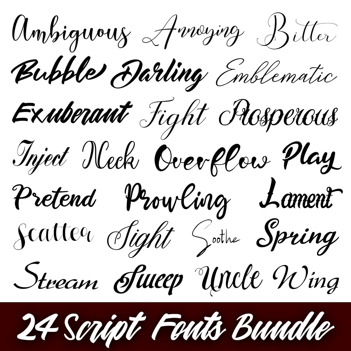 24 Script 24 Script Font Bundle #1 SVG, PNG, TTF, Alphabet Svg, Cursive, Wedding ...