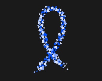 Blue Ribbon SVG, PNG - Cancer Awareness Ribbon, Colon Cancer, Diabetes, Colorectal Cancer, cut file Cricut, Silhouette, Cameo