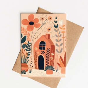 Haus und Blumen Postkarte, Postkarten, Grußkarte, Geschenkkarte, Umzug, neues Zuhause, Umzug, neues Zuhause Karte, Familienkarte, Postkarten Set