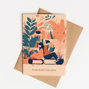 Carte postale « Le monde appartient à ceux qui le lisent » / Carte de voeux / Carte-cadeau / Cartes postales / Bon livre / Lecture
