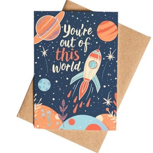 Sei fuori dal mondo Biglietto di auguri divertente A6 per San Valentino, biglietto d'amore a tema spaziale o cartolina per occasioni speciali