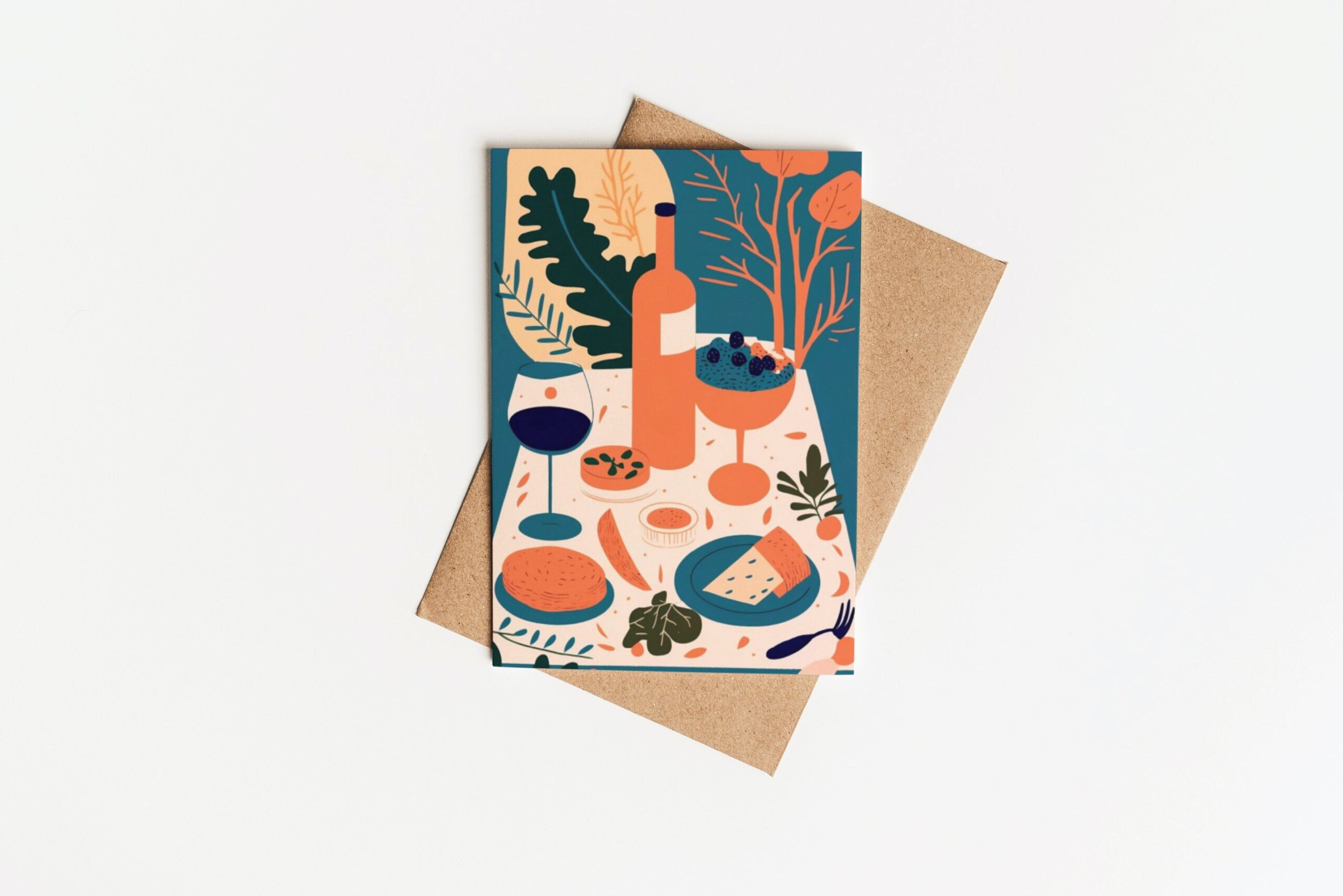 Postcard Wine & Food / Greeting card / Gift card / Postcards / Wine menu / Dinner voucher / Gift certificate / A6 postcard