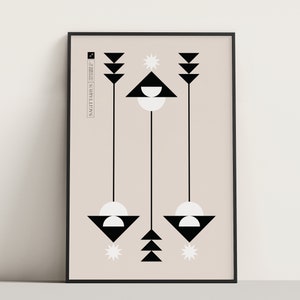 Sagittarius Zodiac Fine Art Print Poster, Geometric Minimalist Wall Art