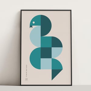 Jahr der Schlange 2025 Fine Art Print Poster, türkisfarben