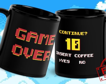 Taza GAME OVER, videojuego, taza de café divertida, jugador retro