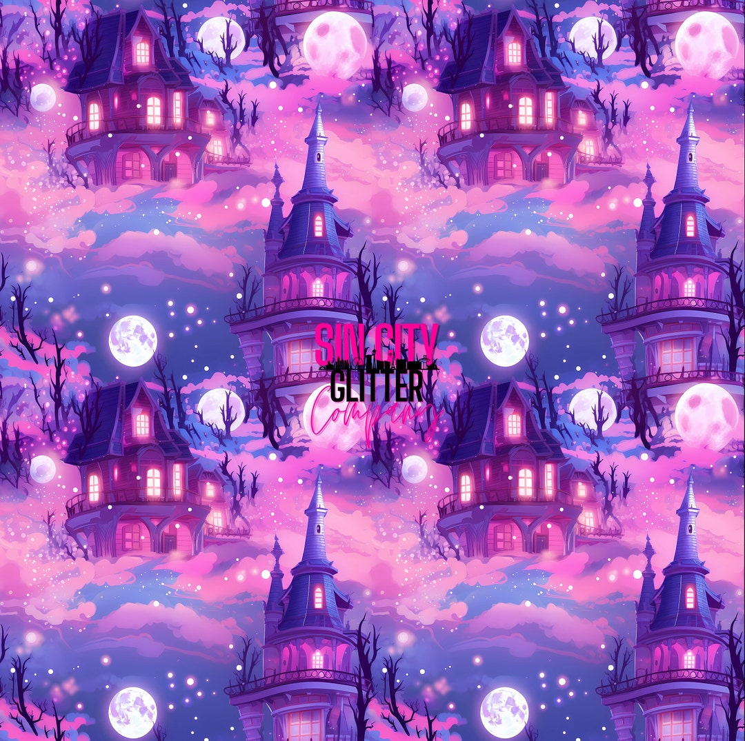Haunted House Pastel Halloween Pink Halloween Vinyl Sheet Etsy
