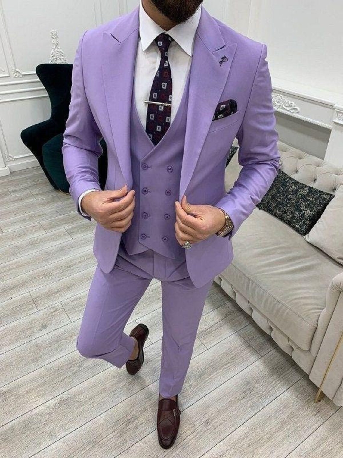 Men Lavender 3 Piece Suit Party Wear Suit Groom Wear Suit Men - Etsy