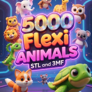 Flexi Mini Animals 5000+ STL 3MF Bundle + Keychains Printable 3D Models (Digital Download)