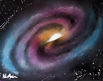 Spiral Galaxy - Original Spray Painting Wall Art on Canvas