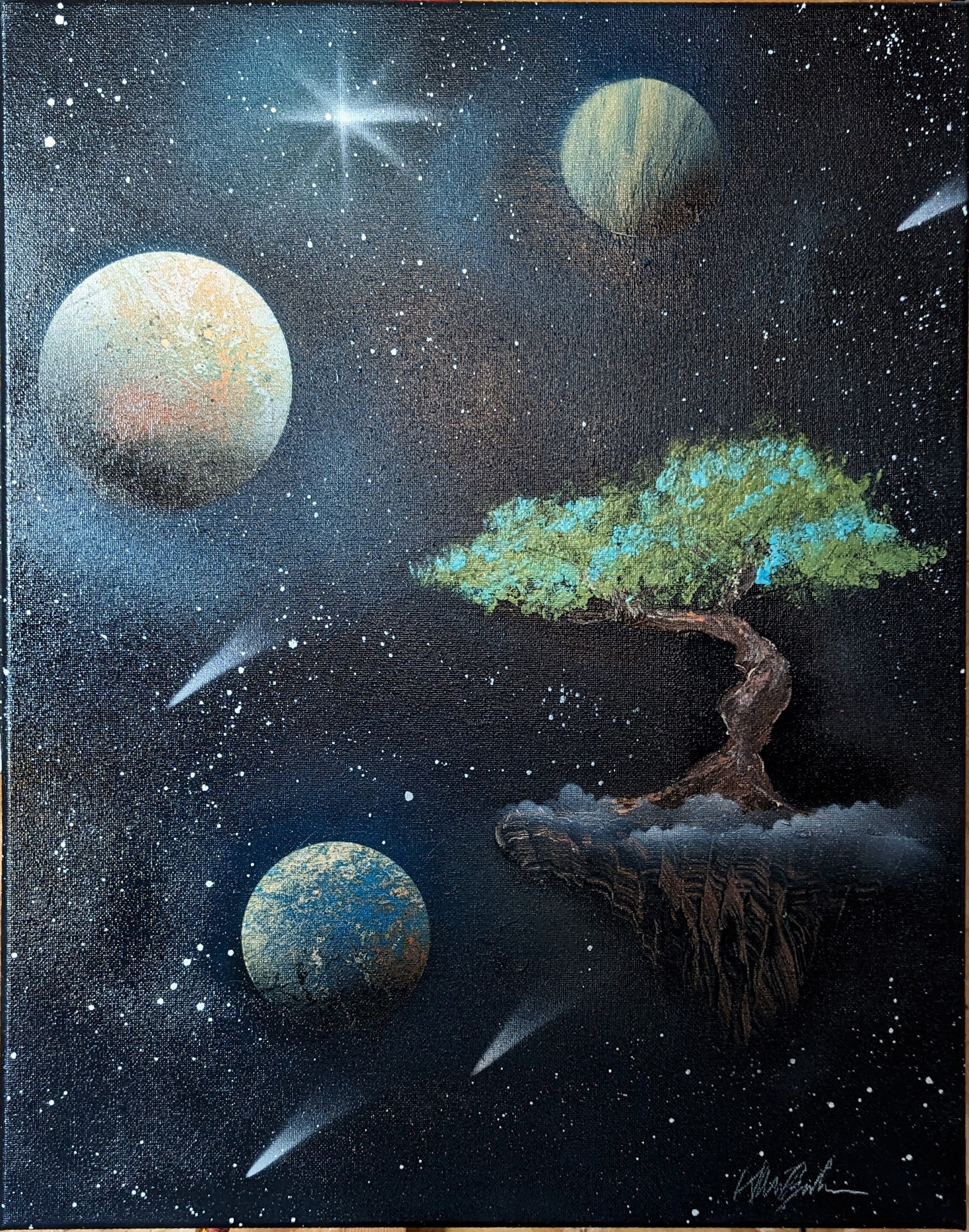宇宙浮島 - オリジナルスプレーペイントアート - Etsy 日本