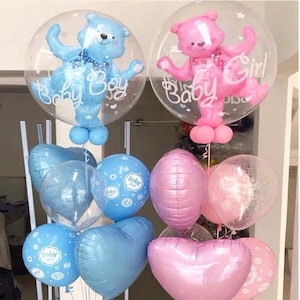 4D Transparent Baby Shower Boy or Girl Bear Bubble Ball!