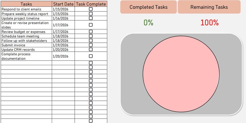 Excel Task Tracker | Daily, Weekly Project Management (digital Download ...