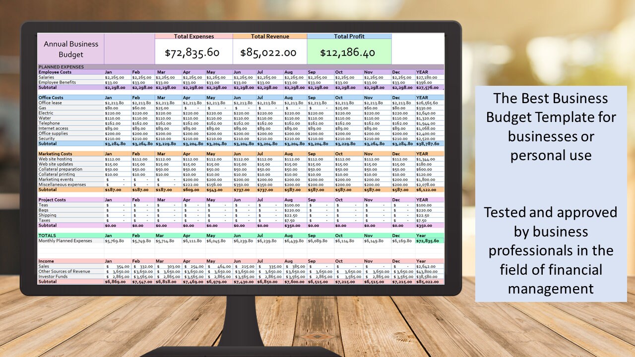 Business Budget Template Etsy