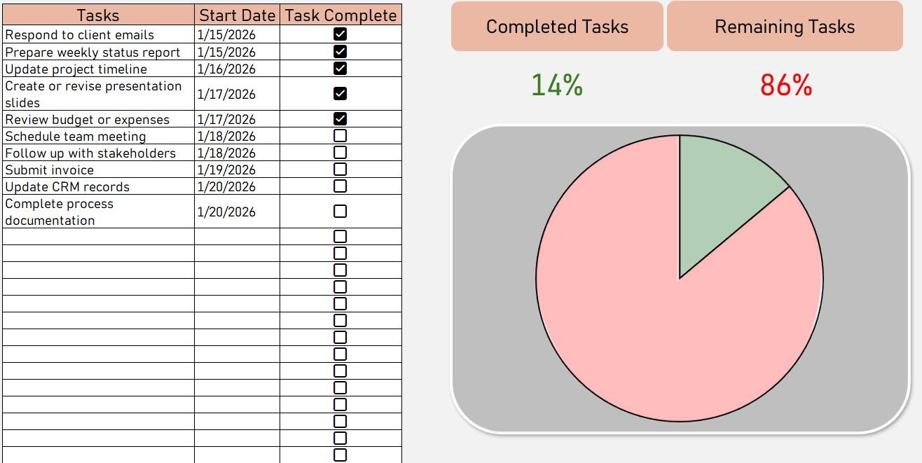 Excel Task Tracker | Daily, Weekly Project Management (digital Download ...