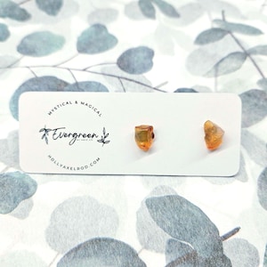 Fire Agate Studs, Real Gemstone Earrings, Fire Agate Earrings, Orange Crystal Studs, Small Gemstone Studs