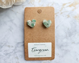 Aventurine Earring Studs | Raw Crystal Earrings | Heart Shaped Earrings